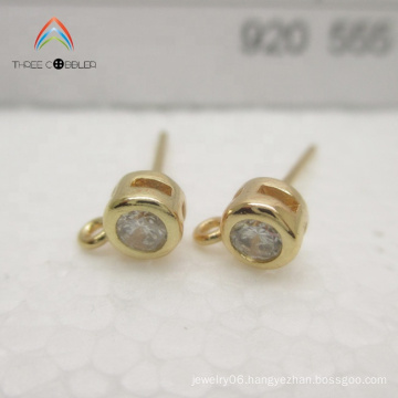 Y0121 Metal Copper Earrings Accessories Gold Round Ear pin CZ Cubic Zirconia Stud Earrings